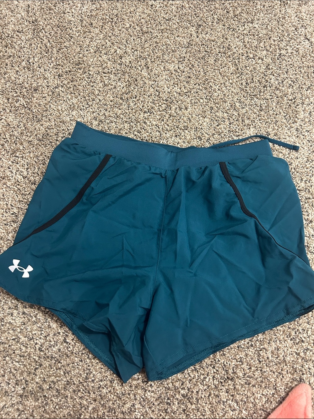 Under Armour Teal Running Shorts with Black Trim